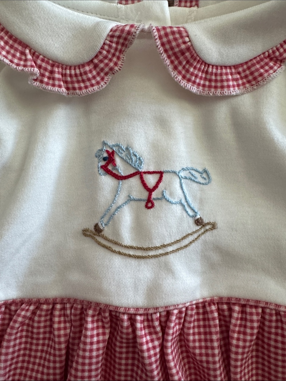 NWT! Ruth & Ralph Red Gingham Rocking Horse One-Piece Bodysuit - Picture 3 of 6